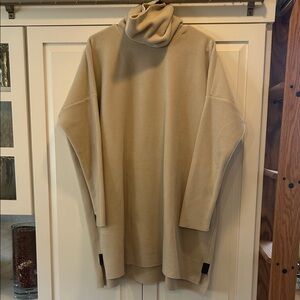 Neutral Tan Cowl Neck Sweater Tunic - Women's Turtleneck